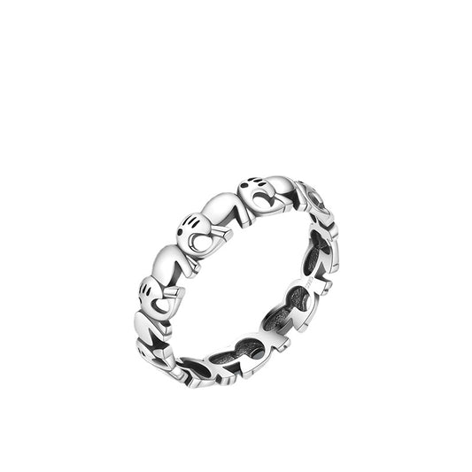 Silver Elephant Finger Ring - Retro Style Women's Hand Jewelry