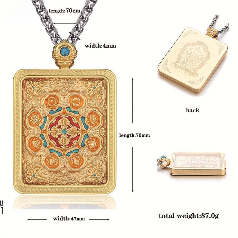 Steel Necklace - Elegant Bodhisattva Hand-Painted