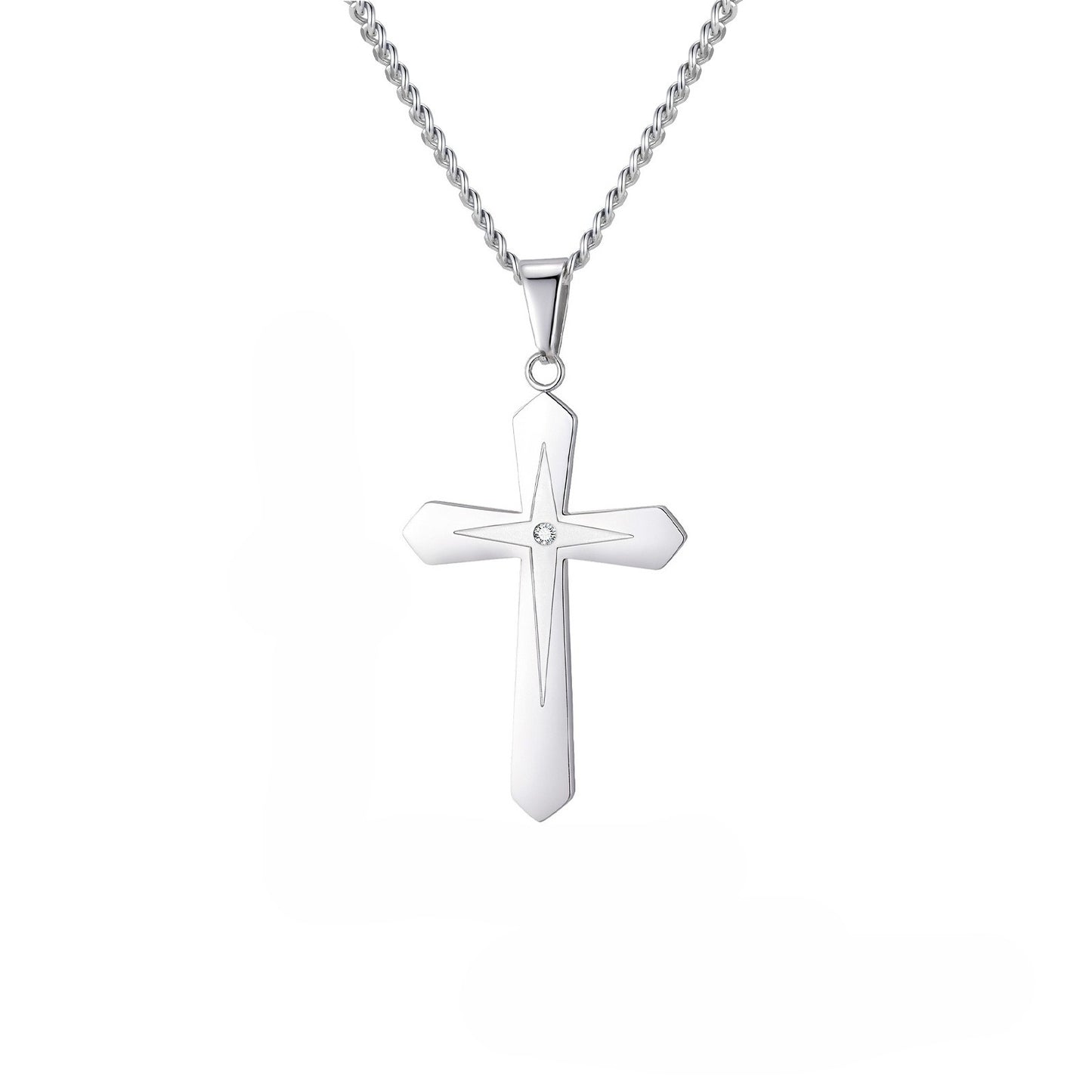 Planderful Stainless Steel Four Point Star Cross Pendant Men