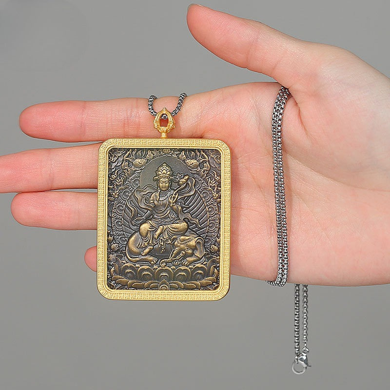Steel Necklace – Statement Tibetan Thangka Buddha Pendants