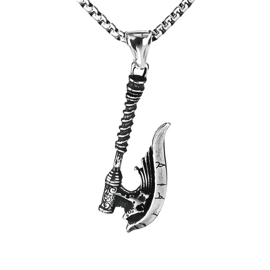 European And American Jewelry Wholesale Titanium Steel Men's Pendant Necklace Retro Hip-Hop Axe Text Design