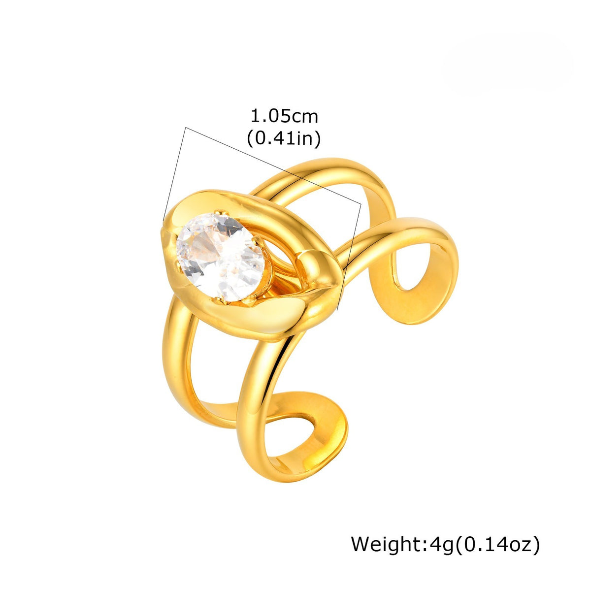 Version Of Design Blogger With Stainless Steel Double Zircon Open Ring