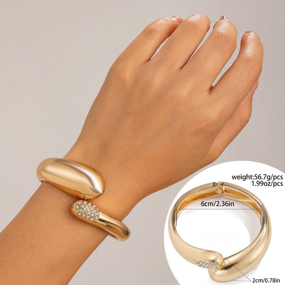 Planderful Vienna Verve Geometric Open Cuff Bracelet For Women Exaggerated Smooth Metal Statement