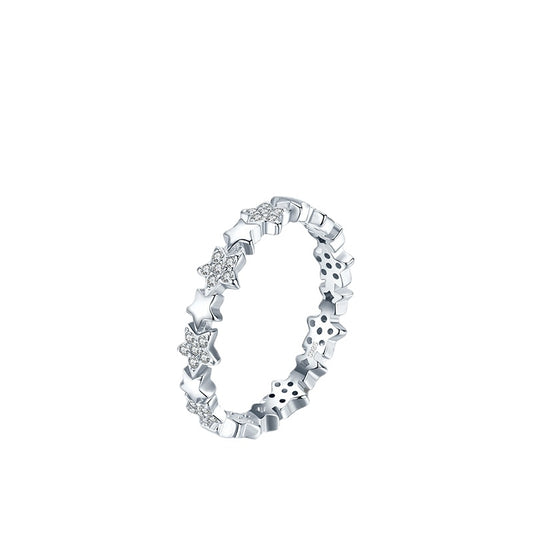 Starry Sterling Silver Zircon Ring - European and American Fashion Jewelry