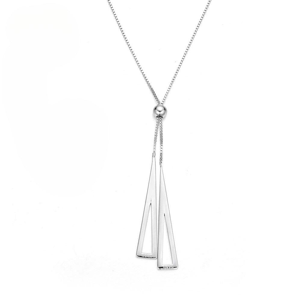 Japanese And Korean Sweater Chain Geometric Triangle Necklace Women's Wholesale 925 Silver Design