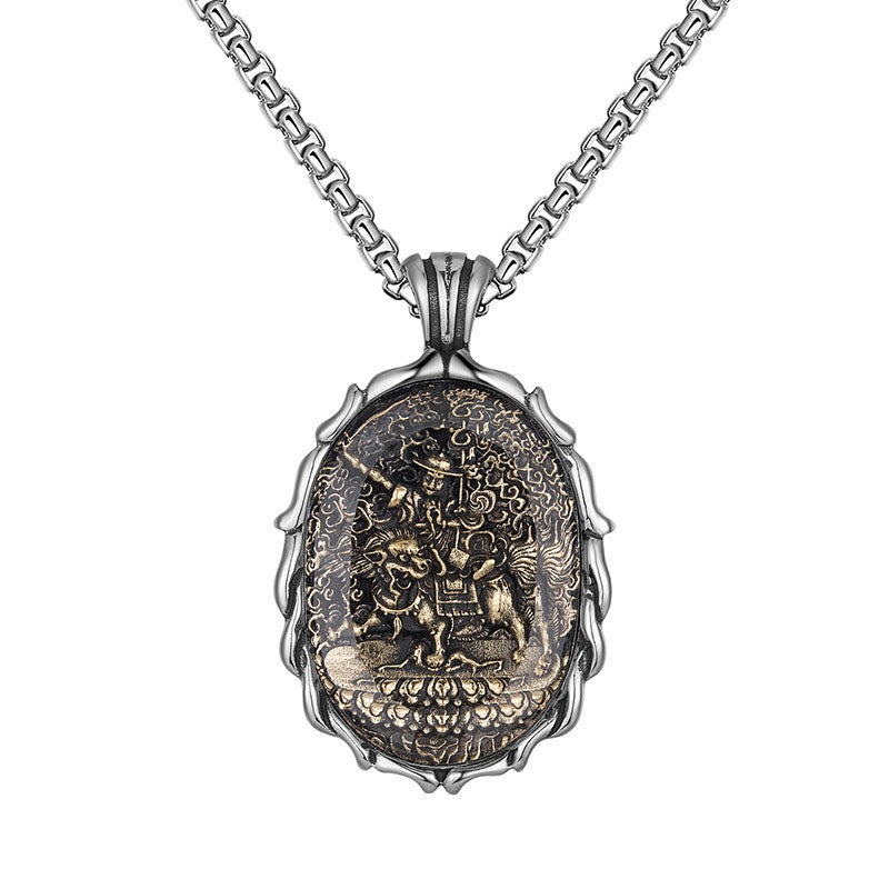 Steel Necklace – Vintage Buddha Pendant For Men