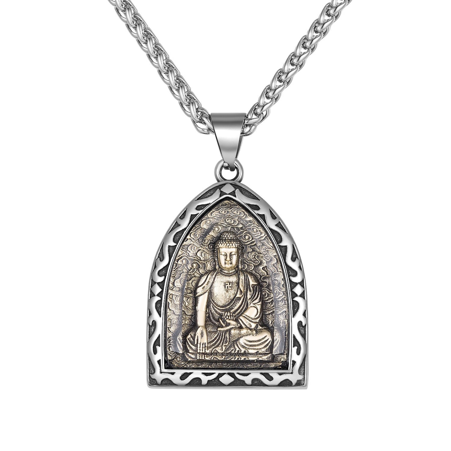Steel Necklace – Elegant Zodiac Buddha Pendant