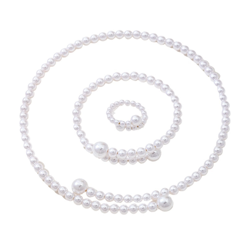 Planderful Imitation Pearl Jewelry Set Open Collar Women