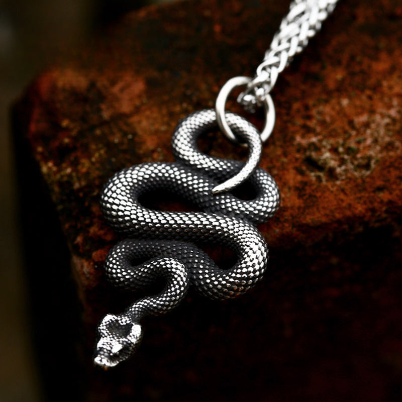 Creative Titanium Steel Snake Pendant for Men - Unique Cross-Border Jewelry Design