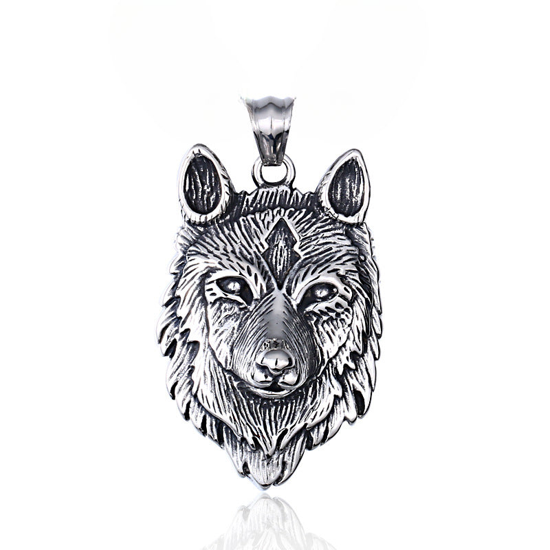 Viking Wolf Head Stainless Steel Pendant - Retro Punk Men's Jewelry Wholesale