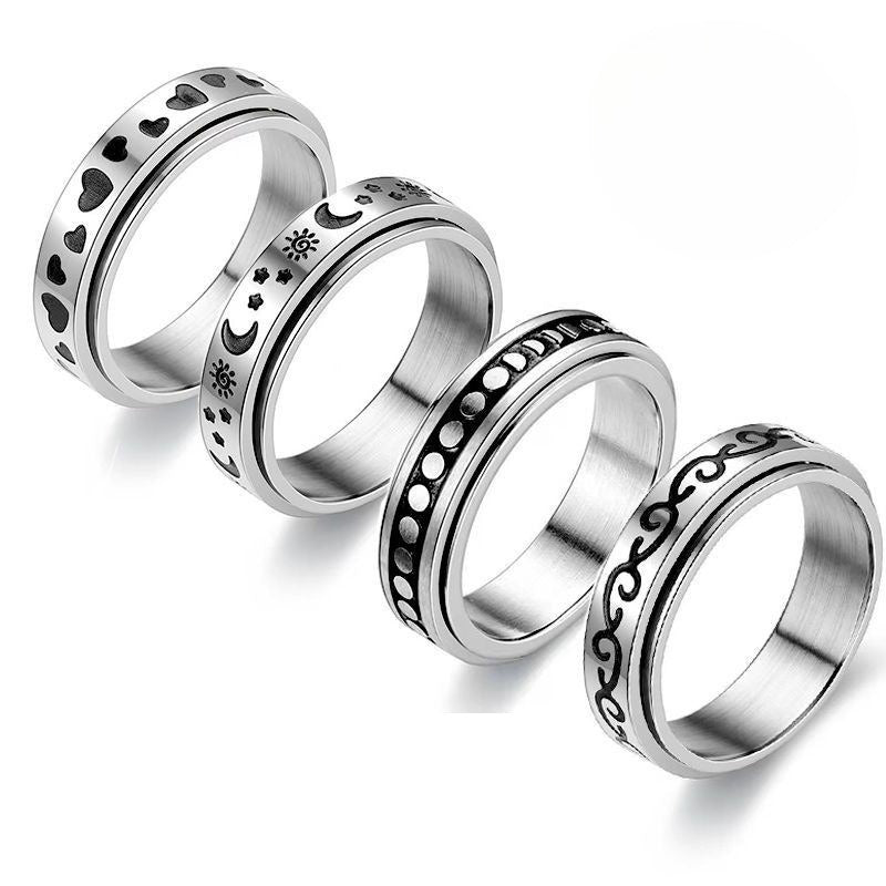 Planderful Titanium Steel Rotating Ring Unisex Fidget Jewelry For Men And Women Everyday Genie Collection