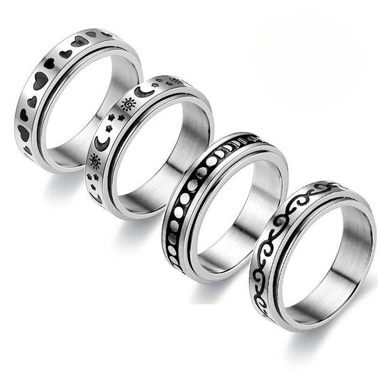 Planderful Titanium Steel Rotating Ring Unisex Fidget Jewelry For Men And Women Everyday Genie Collection
