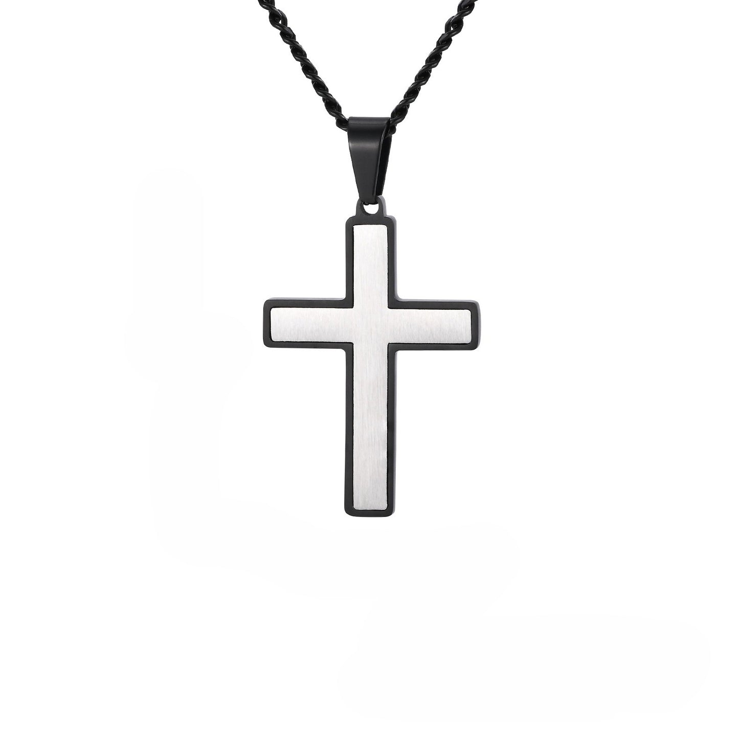 Planderful Stainless Minimalist TwoTone Cross Pendant Men