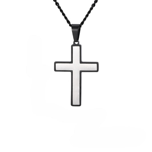 Planderful Stainless Minimalist TwoTone Cross Pendant Men