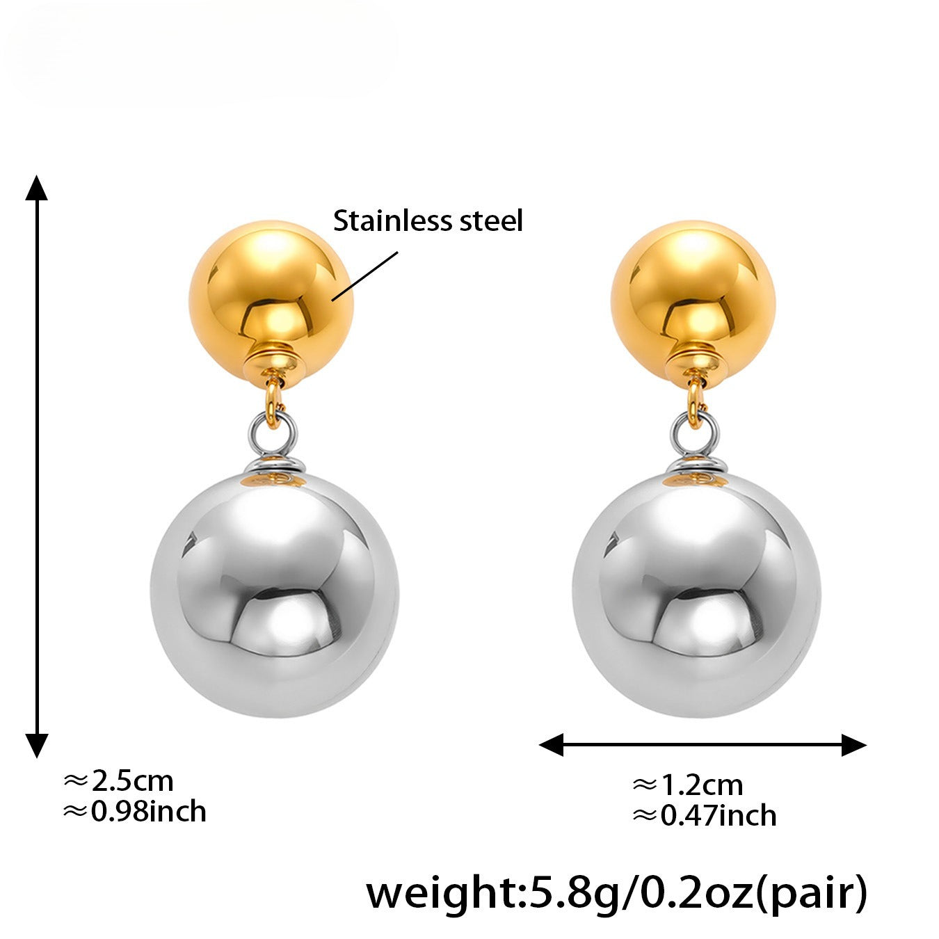 Planderful Hollow Ball Earrings 18K Gold Plated For Women