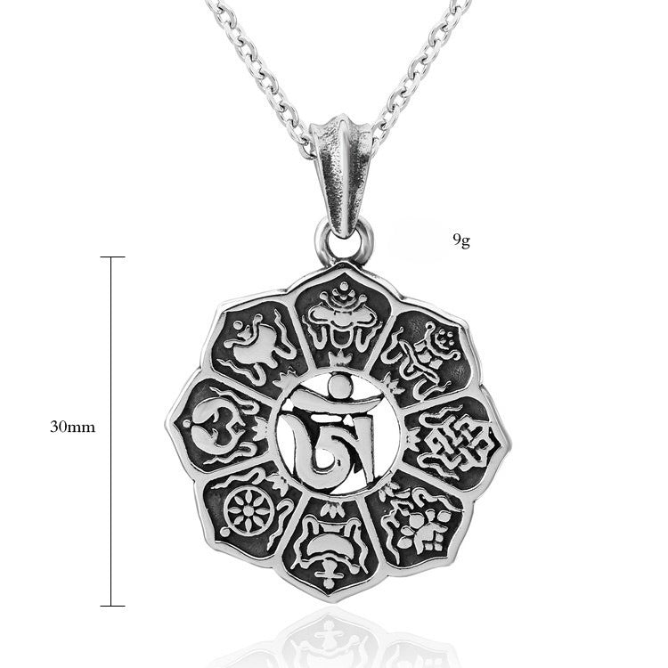 Planderful Tibetan Lotus Amulet Pendant Necklace For Unisex Protection And Everyday Wear Titanium Steel