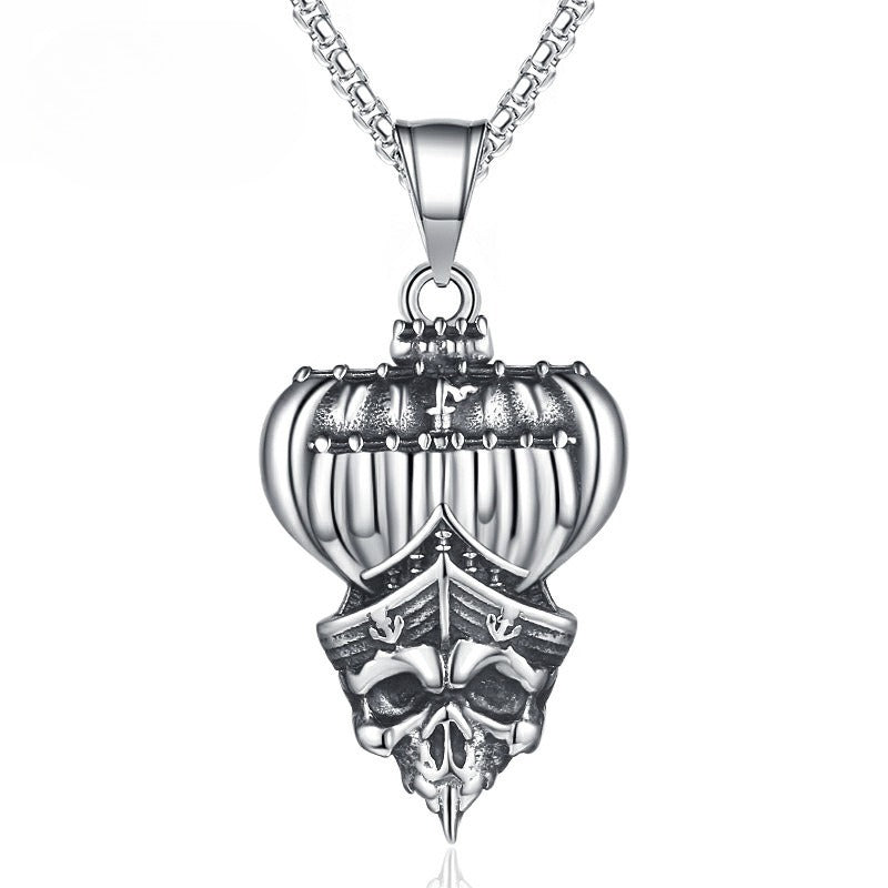 Steel Necklace - Statement Skull Pendant
