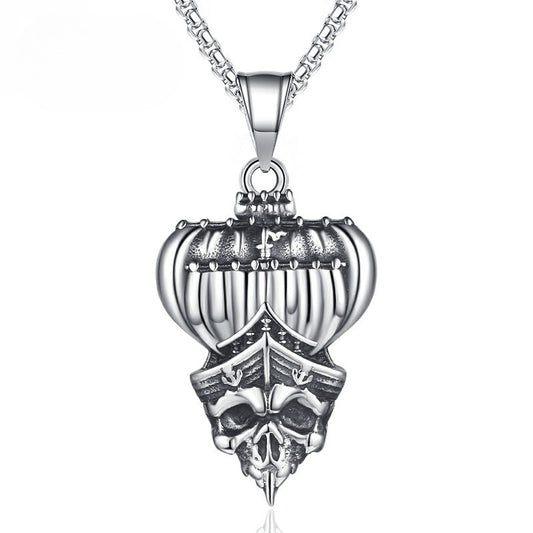 Steel Necklace - Statement Skull Pendant