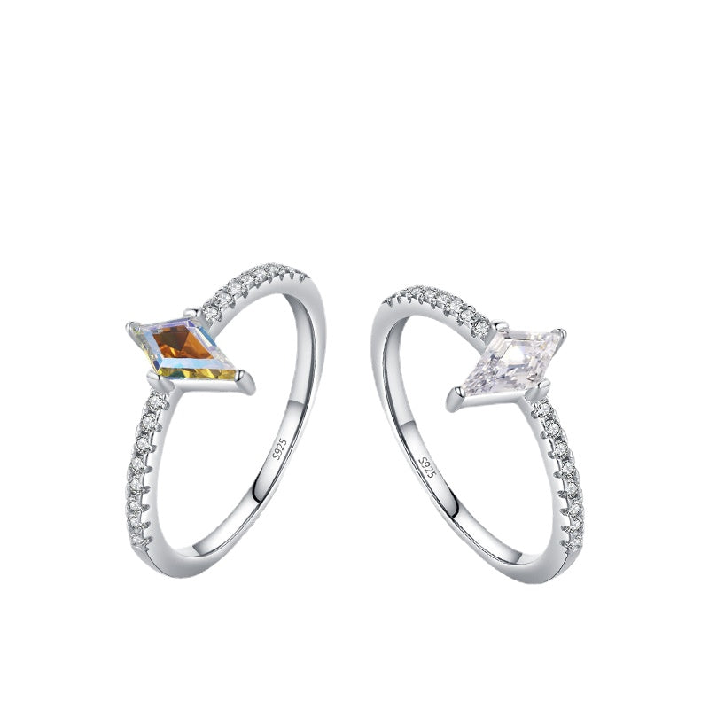 Colorful Zircon Sterling Silver Ring with Niche Design