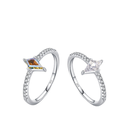 Colorful Zircon Sterling Silver Ring with Niche Design