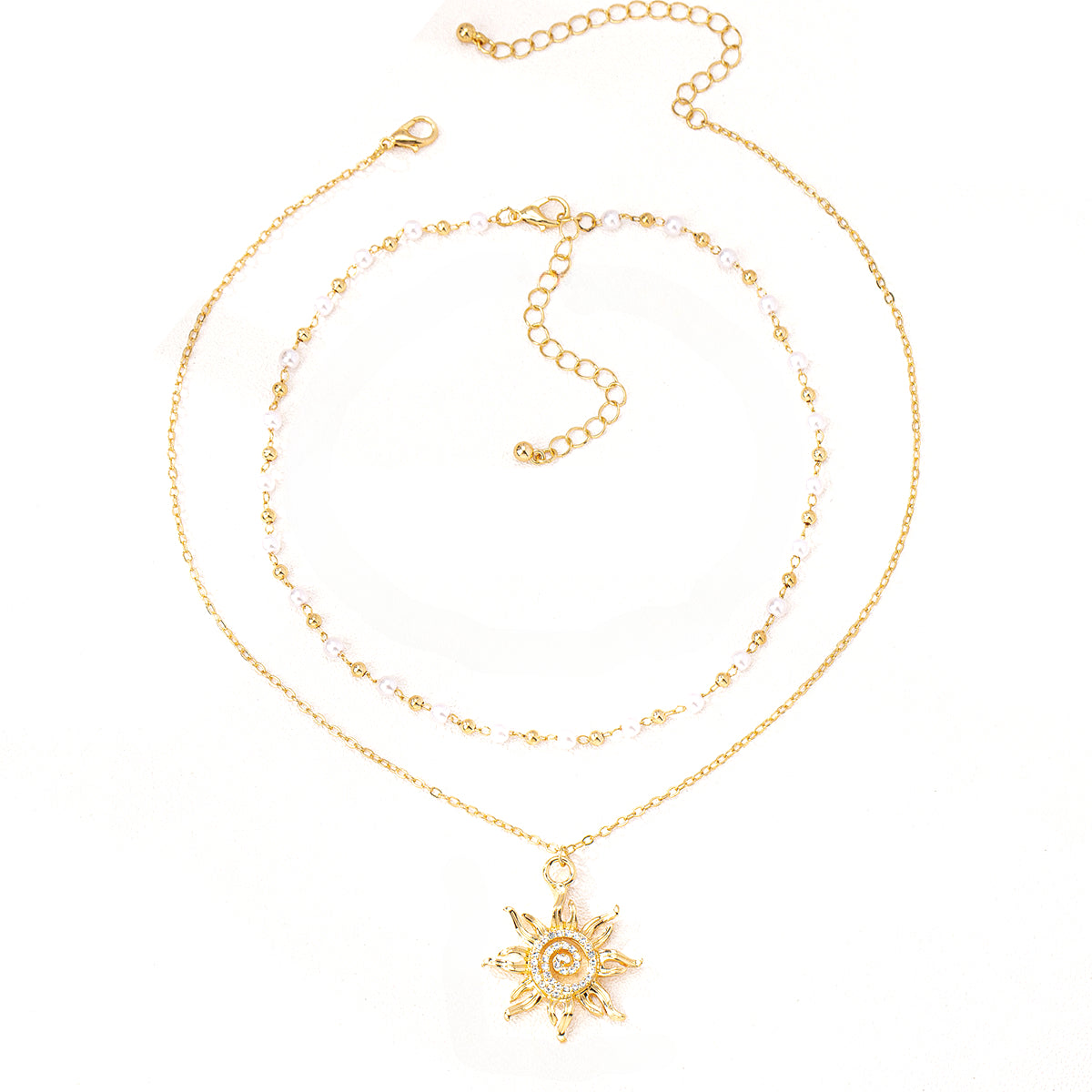 Planderful Vienna Verve Necklace Set – Fashionable Sunflower Design with Elegant Pearls