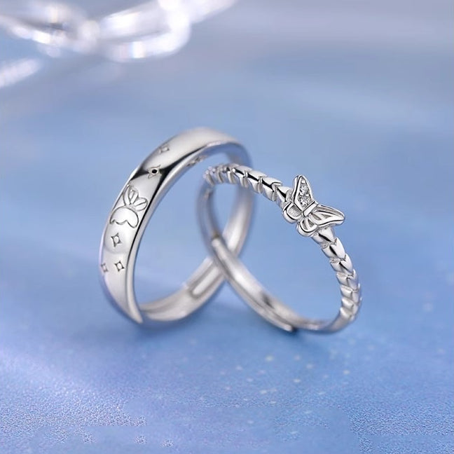 925 Sterling Silver Butterfly Ring Light Luxury Open Ring