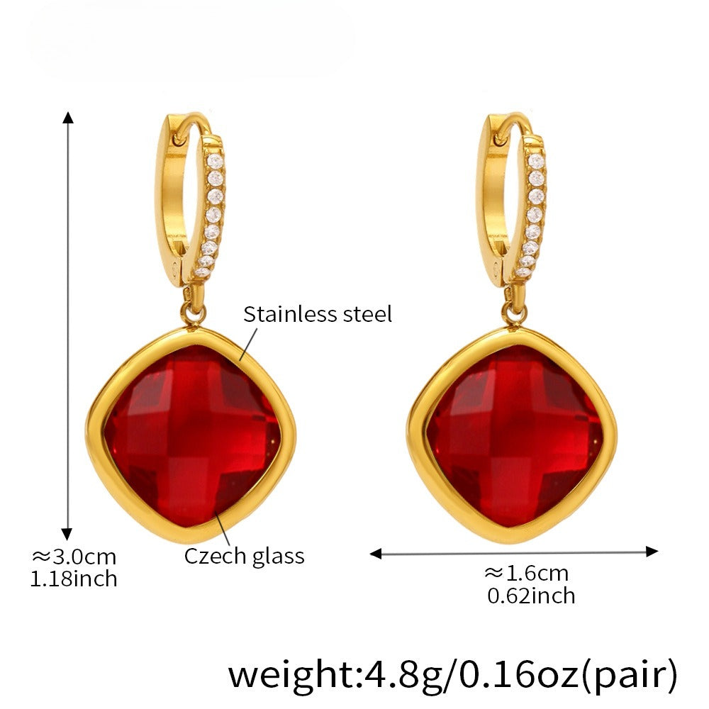 Planderful Everyday Genie Czech Glass Zircon Earrings Women