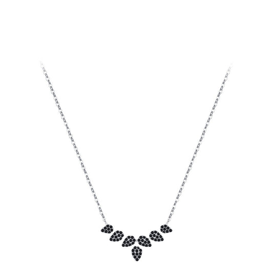 Trendy Leaf Cross Sterling Silver Necklace with Zircon Gem