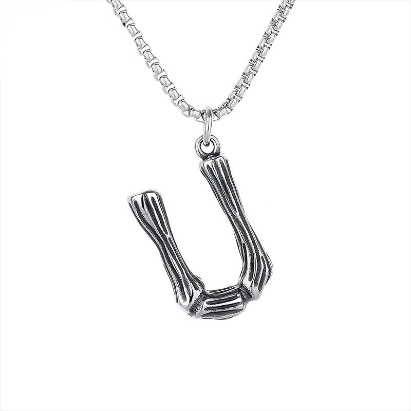 Stainless Steel Necklace – Minimalist 26 Letter Pendant