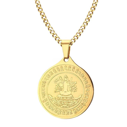 Chinese Style Jewelry Wholesale 31MM Stainless Steel Guanyin Pendant