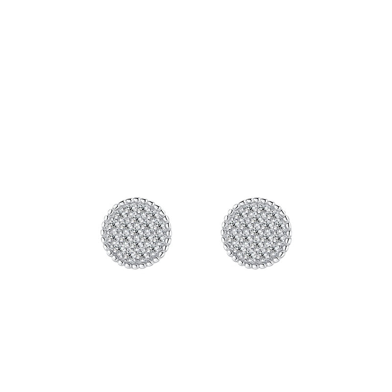 925 Sterling Silver Heart Geometric Zircon Stud Earrings