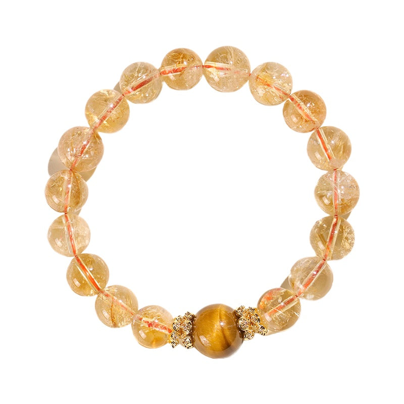 Planderful Fortune's Favor Bracelet – High-End Tiger's Eye and Lemon Crystal Design