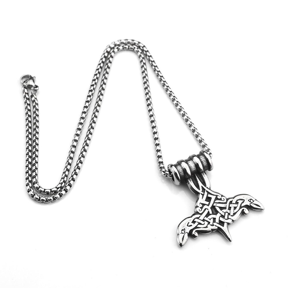 European And American Retro Stainless Steel Men's Pendant Viking Odin Mount Crow Pendant For Men
