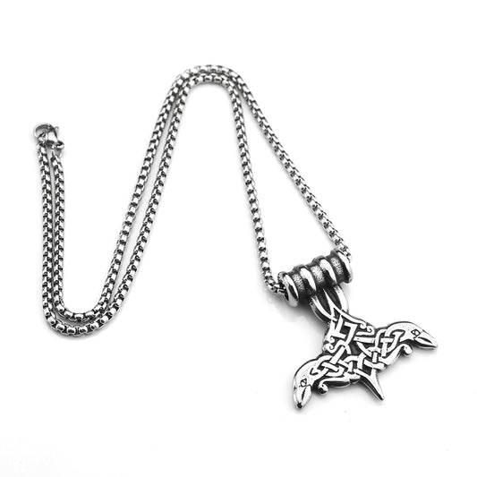 European And American Retro Stainless Steel Men's Pendant Viking Odin Mount Crow Pendant For Men