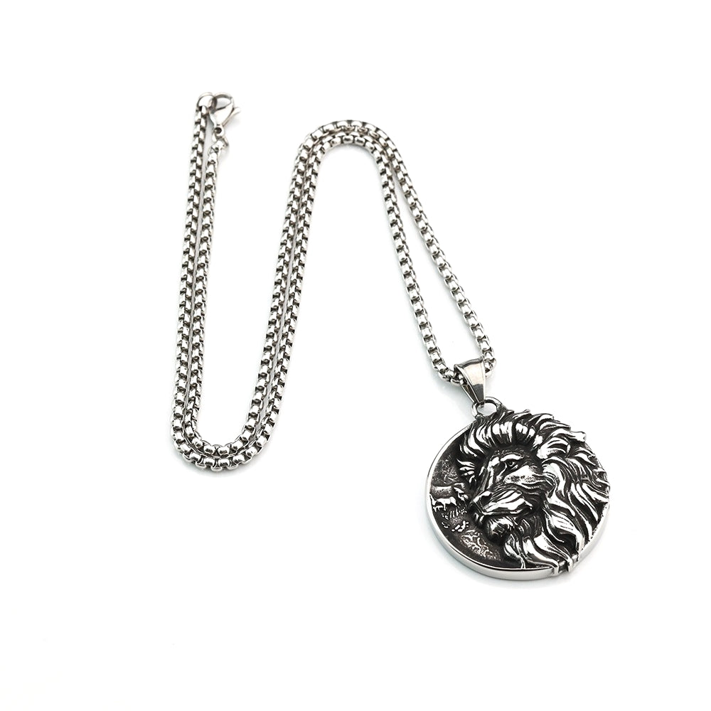 Cross-Border Simple Lion Head Pendant Jewelry for Men