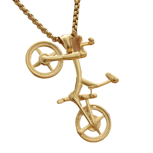 Customizable Titanium Steel Bicycle Pendant Necklace - Retro Punk Style for Men and Women