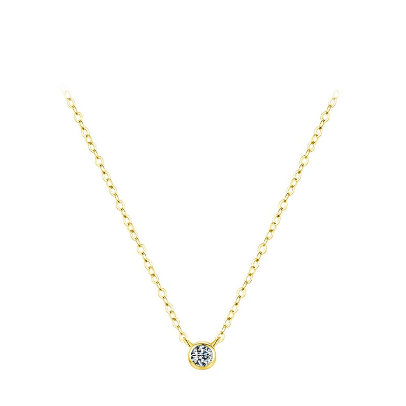 Exquisite S925 Sterling Silver Necklace with Zircon Accent - A Stylish and Minimalist Cross-Border Favorite