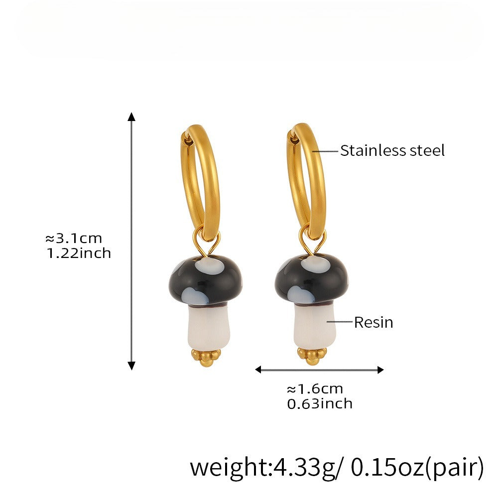 Planderful Polka Dot Mushroom Resin Earrings Women Plated