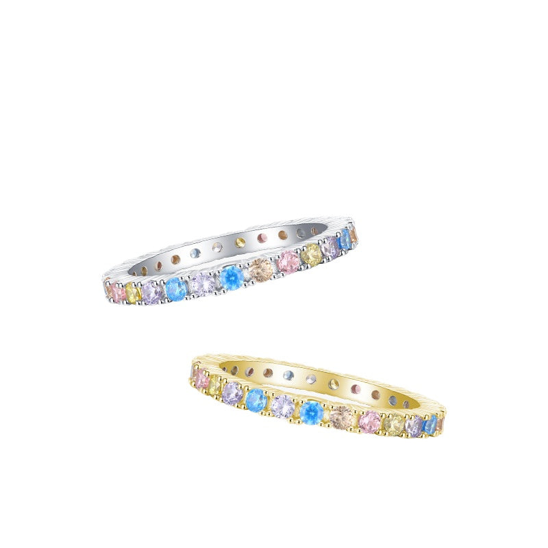 Everyday Genie Sterling Silver Rainbow Zircon Fashion Ring