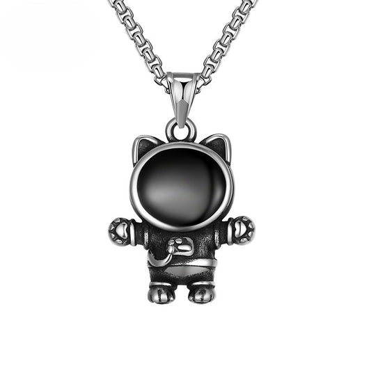Steel Necklace – Statement Space Cat