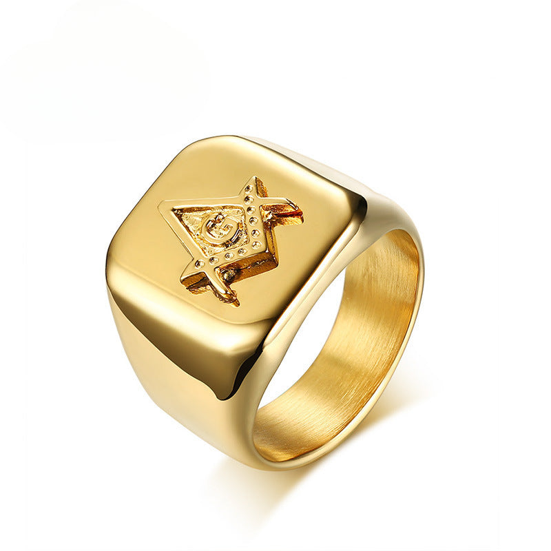 New Product Launch Stainless Steel Freemason Ring Gold Ring