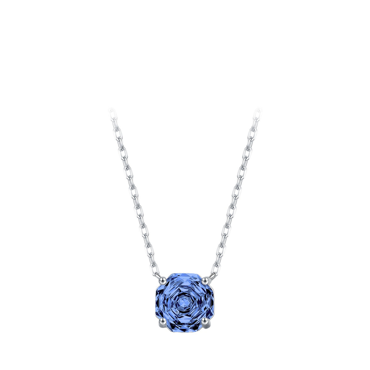 925 Sterling Silver Tanzanite-Color Rose-Cut Zircon Necklace