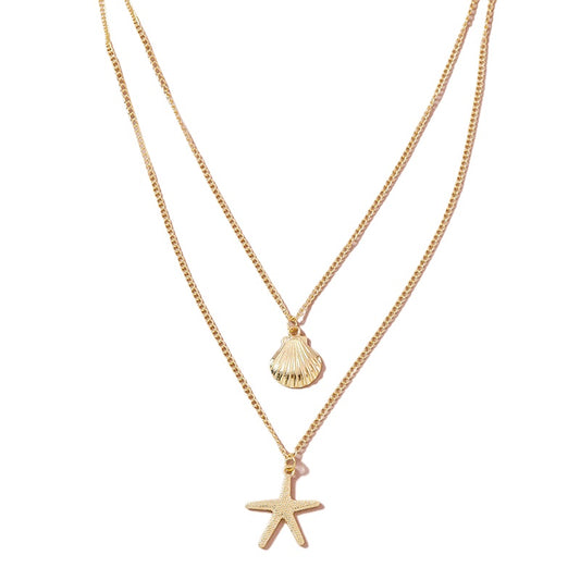 Stylish Double Starfish Shell Necklace - Trendy Fashion Jewelry