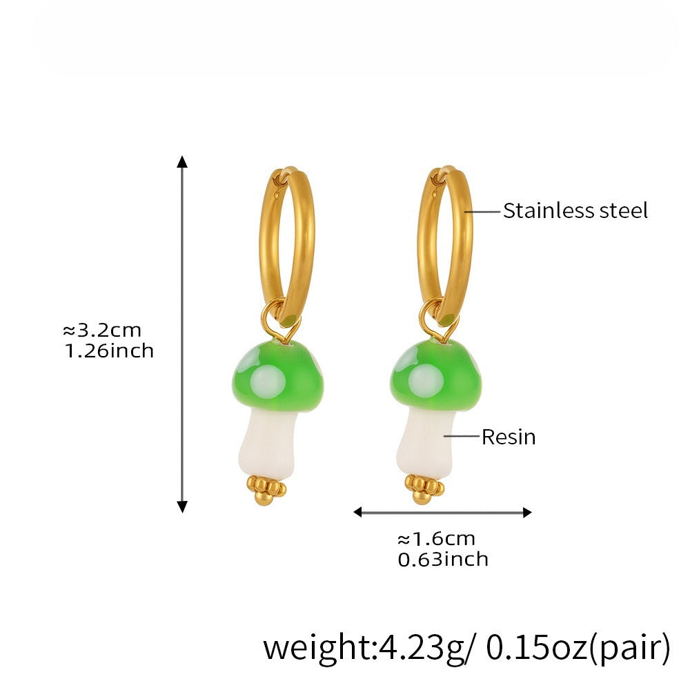 Planderful Polka Dot Mushroom Resin Earrings Women Plated