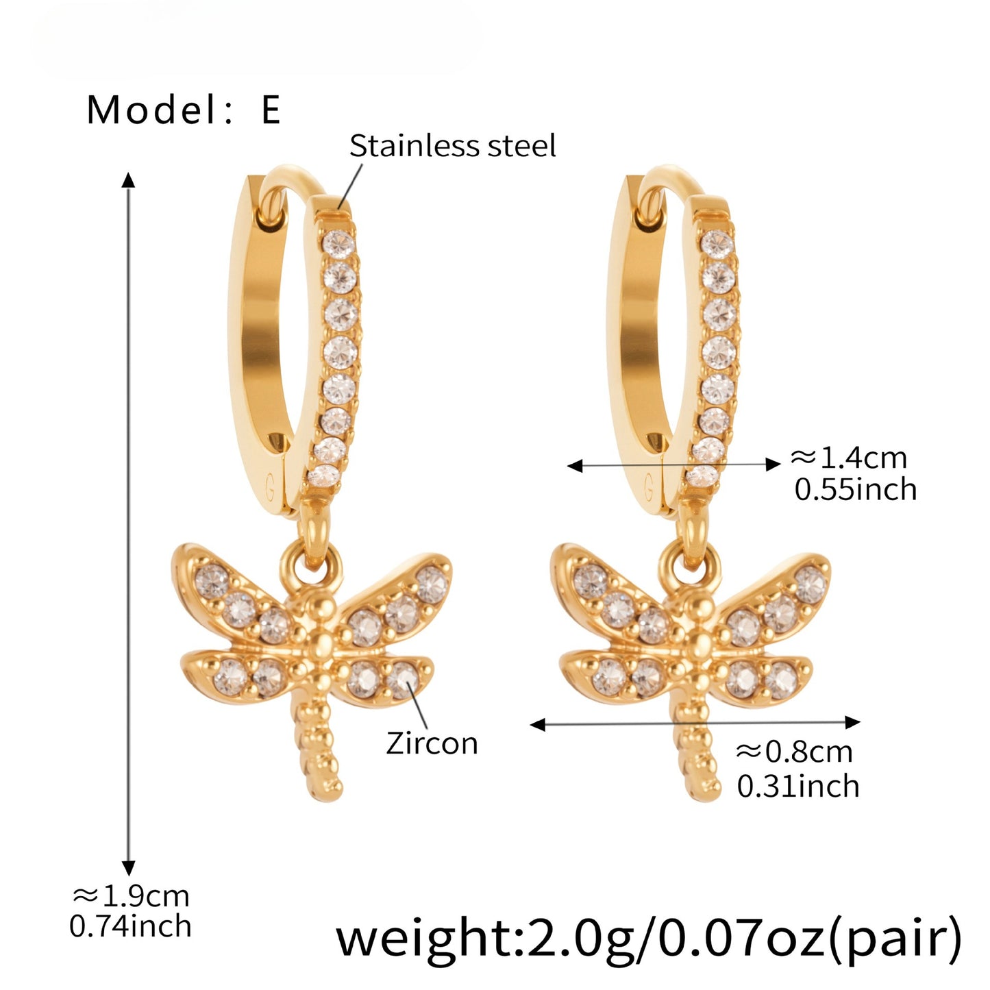 Planderful Zircon Dragonfly Earrings For Daily Wear Chic