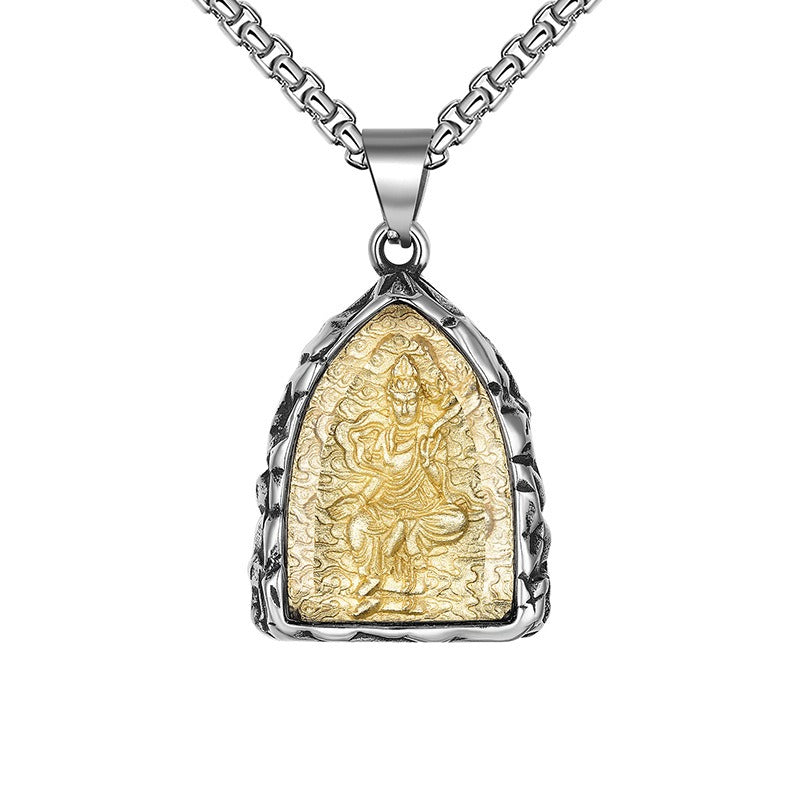 Stainless Steel Necklace - Statement Patron Saints Pendant