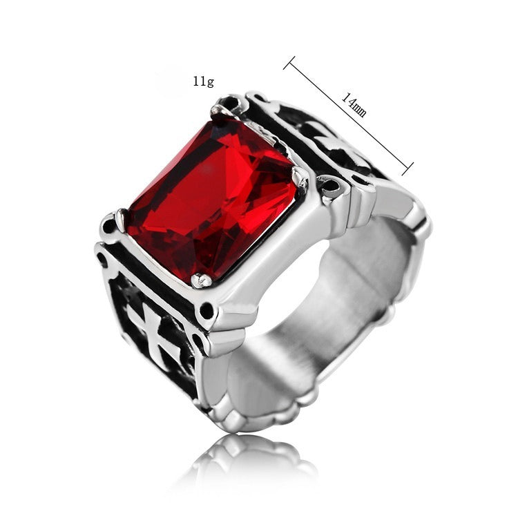 Planderful Zircon Cross Ring Titanium Steel Unisex Protection Jewelry for Him Bold Everyday