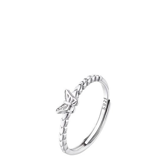 925 Sterling Silver Butterfly Ring Light Luxury Open Ring
