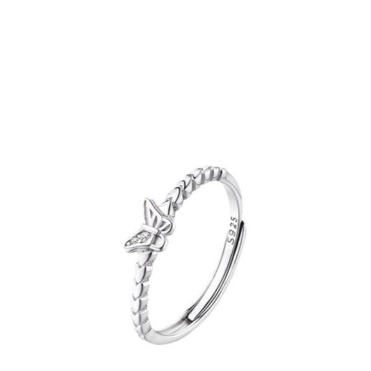 925 Sterling Silver Butterfly Ring Light Luxury Open Ring