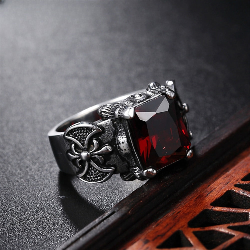 Planderful Viking Axe Ring Zircon Unisex Retro Steel Jewelry For Men And Women Wearable Statement